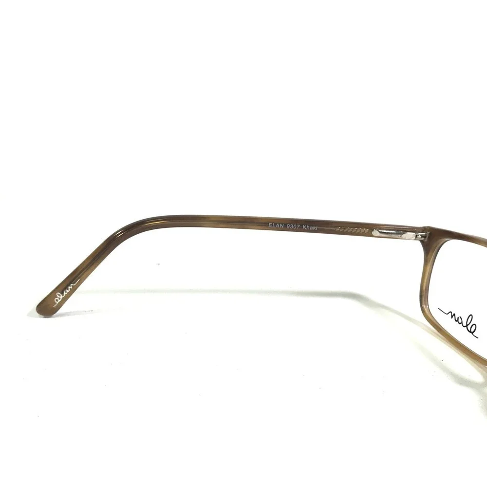 Elan 9307 Khaki Eyeglasses Frames Brown Horn Rectangular Full Rim 54-17-140
